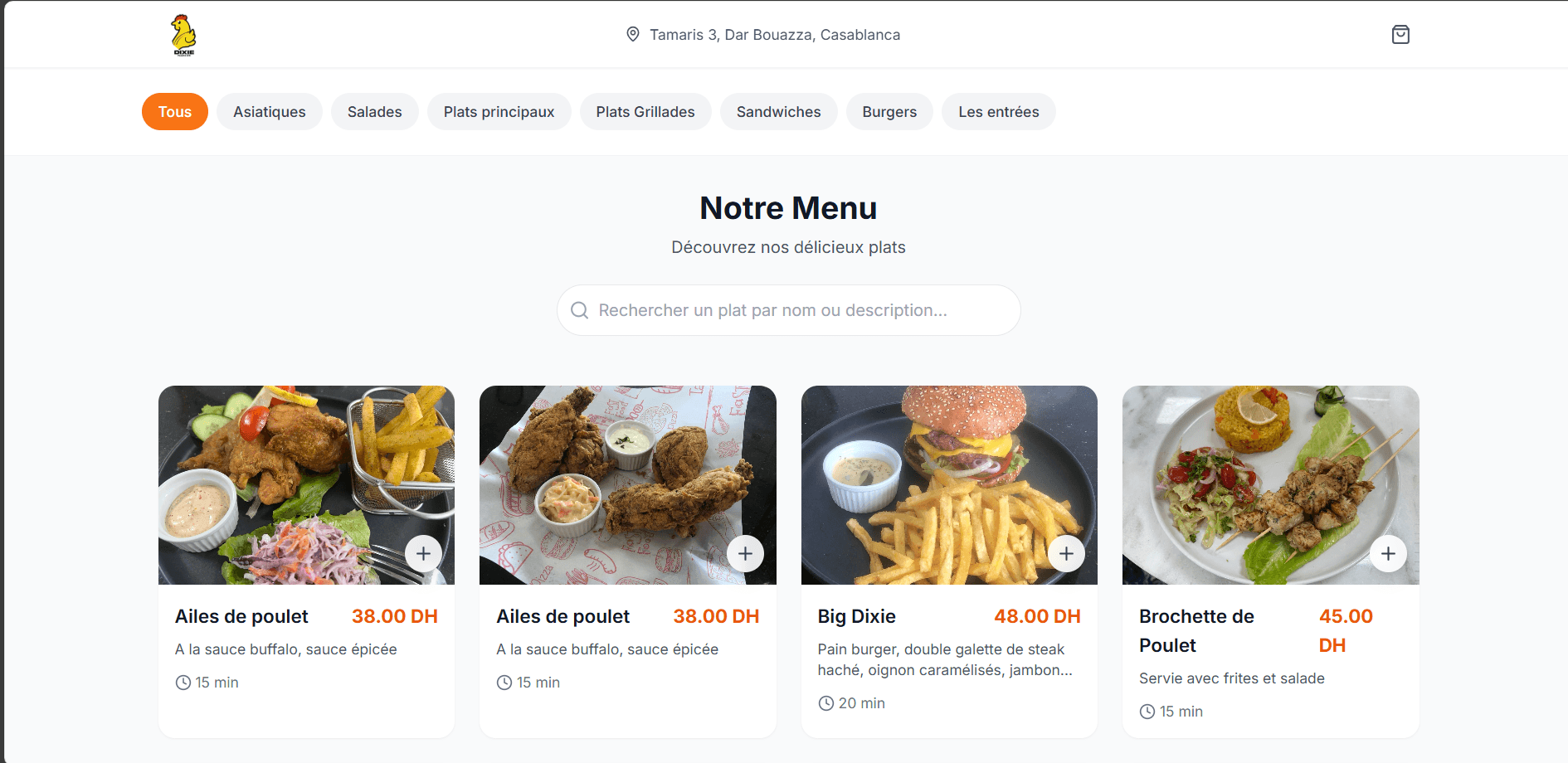 Plateforme Digitale de Livraison à Domicile - Restaurant Dixie