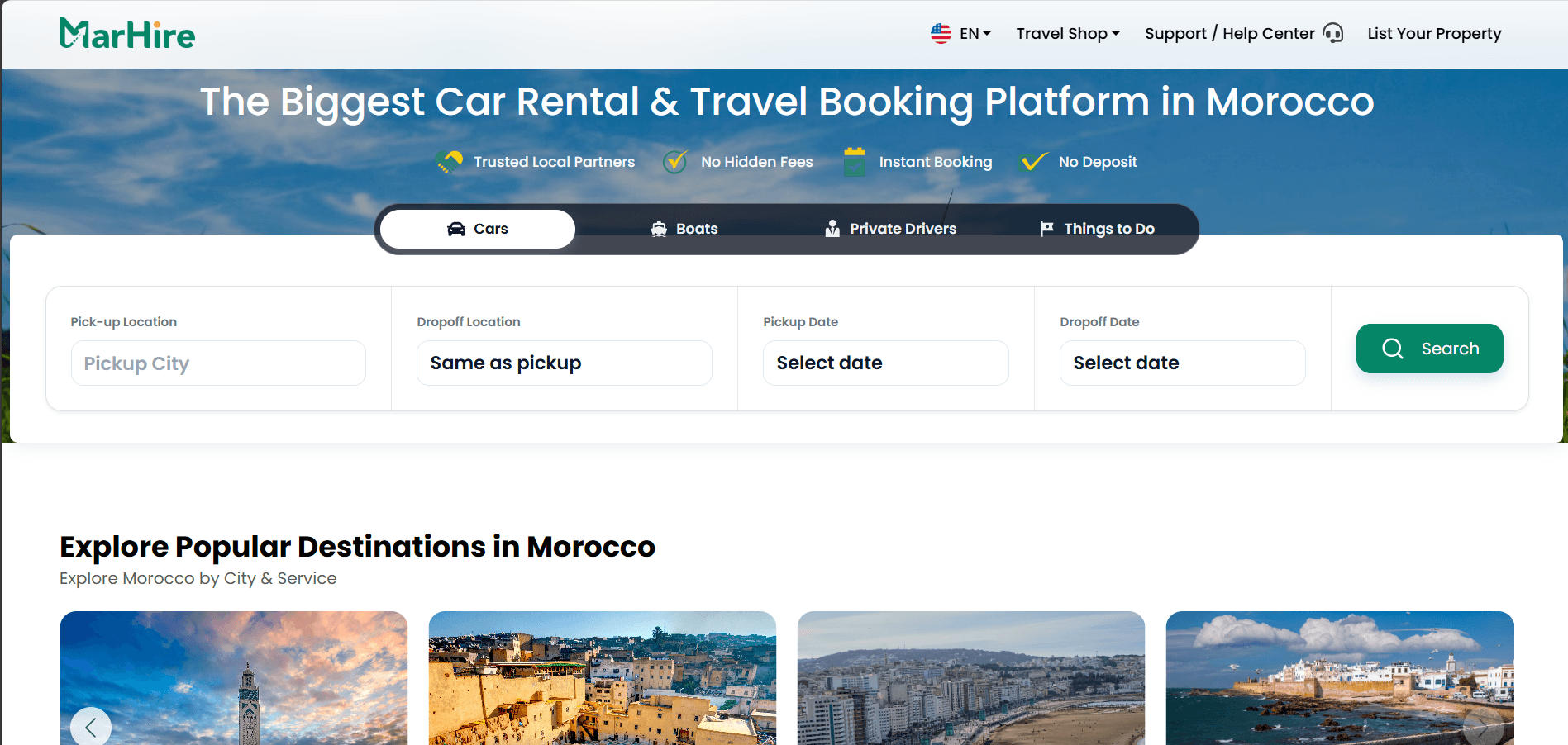 Plateforme de réservation multi-services - MarHire