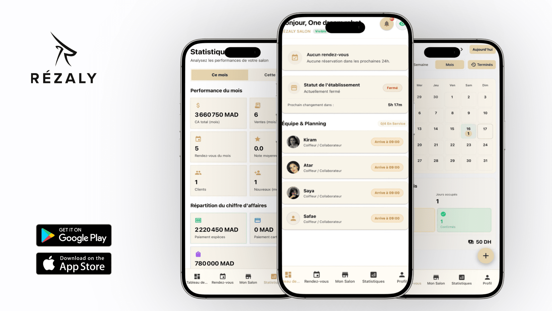 Rezaly Pro - Application mobile de gestion de salon de beauté